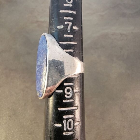 Sterling Contemporary Lapis Thailand Long Oval Statement Ring - Picture 8 of 12